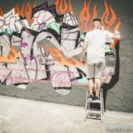 Een graffiti kunst werk in Poble sec, Barcelona