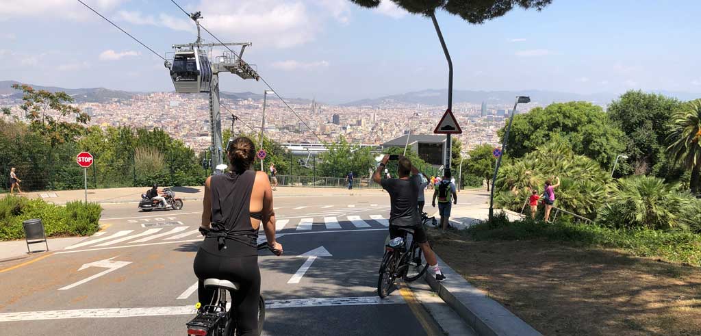 Panoramic views from Montjuïc during a bike tour