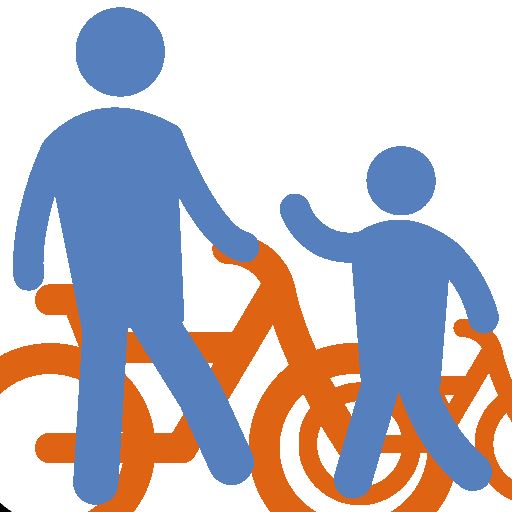 Icoon van een man en kind met fiets
