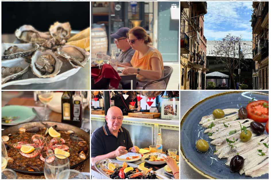 Verschillende foto’s van gerechten bij restaurant Can Ramonet in Barcelona