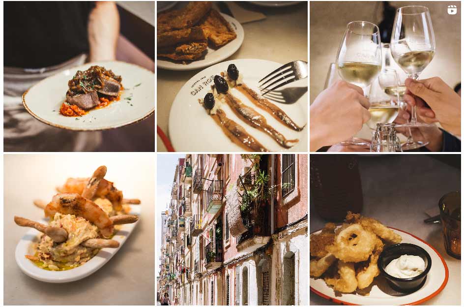 Verschillende foto’s van gerechten bij restaurant Can Ros in Barcelona