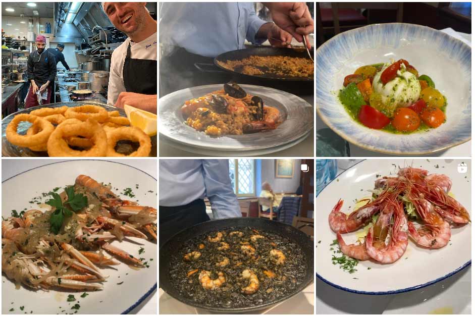 Verschillende foto’s van gerechten bij restaurant Can Majó in Barcelona